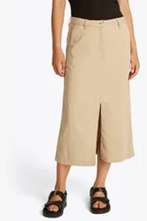 Tommy Hilfiger Webrock CO TENCEL MIDI SKIRT mit Schlitz beige 42