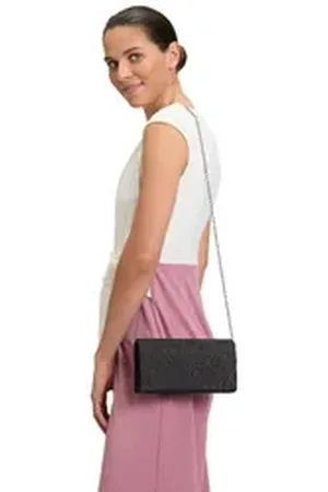 Vera Mont Abendtasche Clutch-Tasche im Glitzer-Look, Falten schwarz