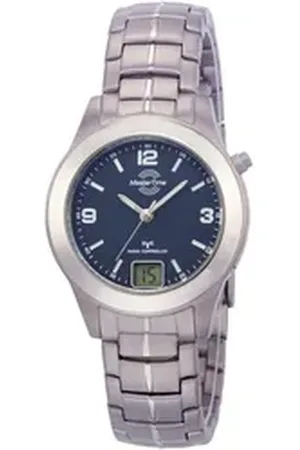 Master Time Funkuhr Titan MTLT-10352-31M, Armbanduhr, Quarzuhr, Damenuhr, Datum, Leuchtzeiger grau