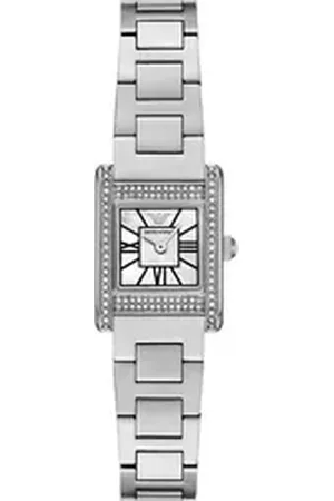 Emporio Armani Quarzuhr AR11662, Armbanduhr, Damenuhr, Edelstahlarmband, analog, Glassteine silberfarben