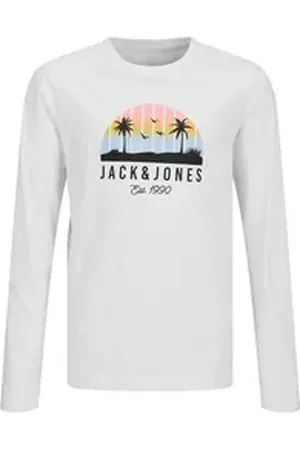JACK & JONES Langarmshirt JJPALM TEE LS CREW NECK JNR weiß 164
