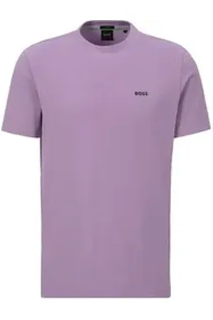 HUGO BOSS Rundhalsshirt Tee mit gummiertem Kontrast-Logo lila XL
