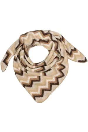 CASPAR Modeschal SC527 XL warmes Dreickstuch mit Zick-Zack Muster beige