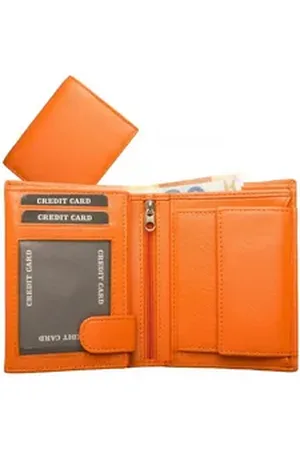 Mf Next Com Geldbörse Damen Geldbörse Nappa Leder Orange – Kombibörse mit viel Stauraum orange