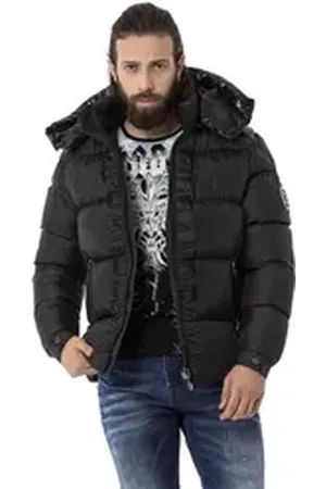Cipo & Baxx Winterjacke Winterjacke mit modischen Schriftzug schwarz L