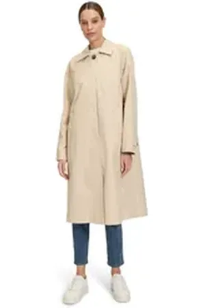 AMBER & JUNE Fellimitatmantel Übergangsmantel mit Kragen beige 40