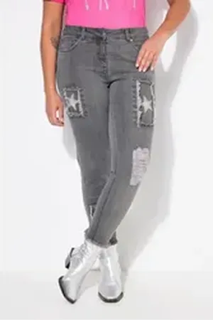 Angel of Style Angel of Style 5-Pocket-Jeans Skinny-Jeans Slim Fit Sterne- Destroy-Patches grau 56