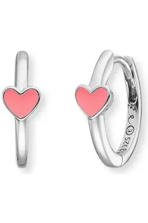 HERZENGEL Paar Creolen Schmuck Geschenk, Little Heart, Herz, HEE-HEART-06-CR, HEE-HEART-13-CR, mit Emaille rosa|silberfarben