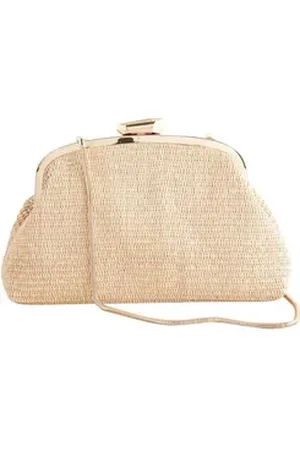 Next Clutch Raffia-Clutch mit Schnappverschluss (1-tlg) beige