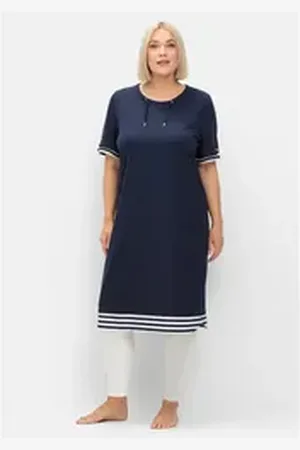 Sheego Shirtkleid Große Größen aus Jersey, mit Ringel-Details blau 44/46