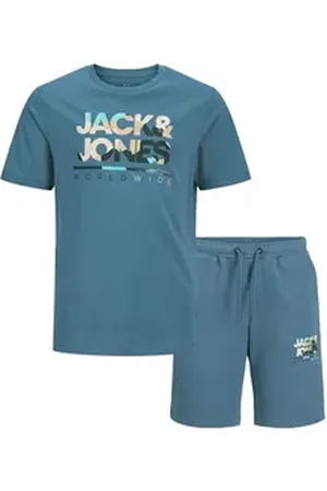 JACK & JONES Loungeanzug JJLUKE TEE S/S CREW & LUKE SHORT PACK JNR blau 140