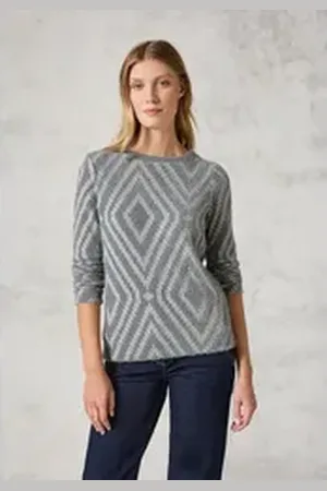 CECIL Langarmshirt Jacquard grau M (40)