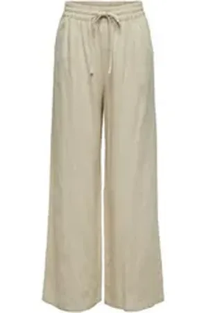 JACQUELINE DE YONG Stoffhose Hose hohe Taille weiter Beinschnitt Kordelzug Seitentaschen JDYSAY HW LINEN WIDE PANT WVN NOOS braun|schwarz XS / 32L