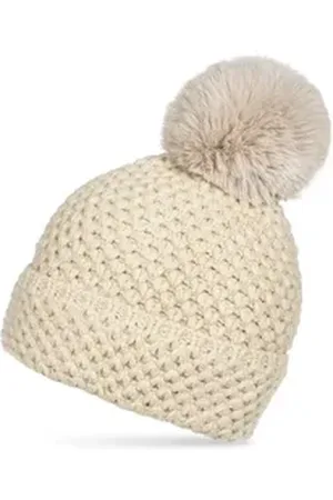 CASPAR Bommelmütze MU219 Warme Damen Bommelmütze Strickmuster extra warm mit Teddy Fleece Futter beige