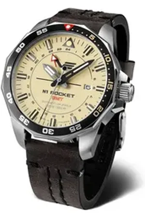 Vostok Automatikuhr Rocket N1 – 46 mm Herrenuhr mit braunem Lederarmband 225A713-L