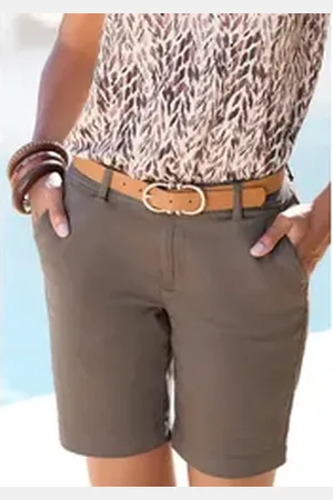 Lascana Bermudas zum Krempeln, aus elastischer Baumwolle, kurze Hose, Shorts grün 40