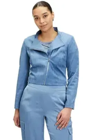 Vera Mont Jackenblazer Bikerjacke mit Reißverschluss Reißverschluss blau 44