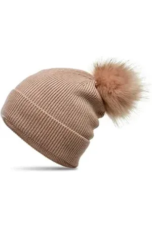CASPAR Bommelmütze MU212 Gefütterte Damen Strick Long Beanie Mütze mit Kunstfell Bommel