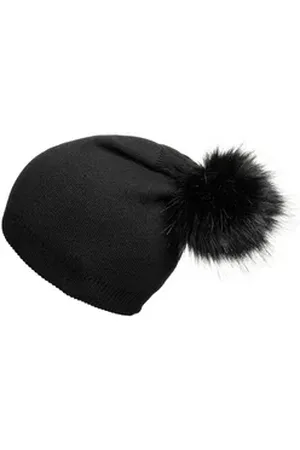 CASPAR Bommelmütze MU225 warme, feine Damen Beanie Bommelmütze Doppellagige Feinstrickmütze im schicken Beanie style schwarz