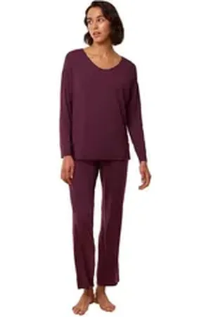 Triumph Pyjama Damen Pyjama 10221061 Burgundy (1 Stück, 1 tlg., 1 Stück) lila 44