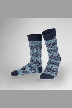 Hudson Basicsocken Noble Nordic (1-Paar) Socken mit Norweger-Muster blau 43-46
