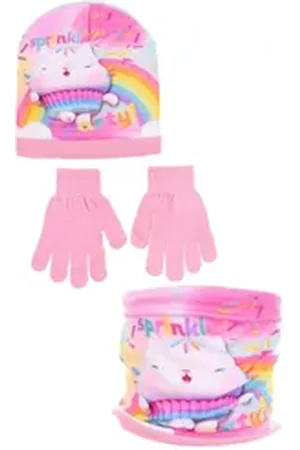 Gabbys Dollhouse Beanie Mütze, Schal und Handschuhe Kinder Winter-Set 3-tlg. (SET) rosa 54