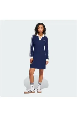 adidas Originals Maxikleid KNITTED POLOKLEID blau XL