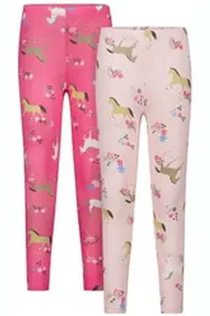 Salt & Pepper Leggings Summer mit allover Pferdeprint bunt|rosa 128