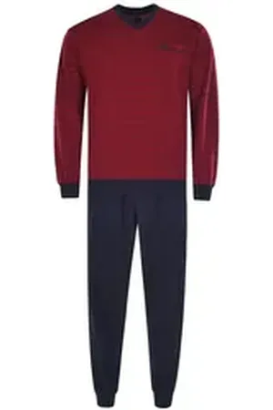 HAJO Pyjama Herren Pyjama Baumwolle (2 tlg) rot 4XL