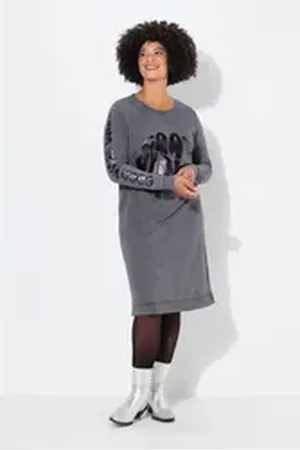 Angel of Style Angel of Style Jerseykleid Sweatkleid acid washed Metallic-Print grau 44