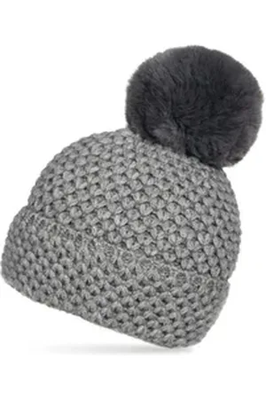 CASPAR Bommelmütze MU219 Warme Damen Bommelmütze Strickmuster extra warm mit Teddy Fleece Futter grau