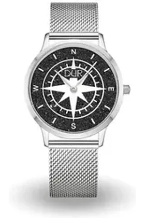 DUR Uhr Schmuck: Uhr 36er "Kompass" mit Lavasand, Mesh Band Edelstahl, DW0