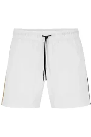 HUGO BOSS Badeshorts Iconic mit Zierstreifen in typischen -Farben weiß XL