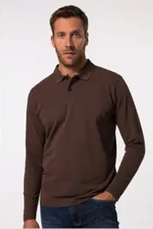 JP 1880 Poloshirt Poloshirt Basic Langarm Piqué bis 8 XL braun|grau 7XL