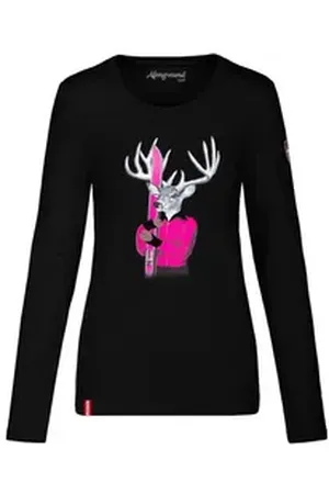 Almgwand Rundhalspullover Longsleeve Damen - DÜRNSTEINALM - offweiß/rot, schwarz/brombeer schwarz S