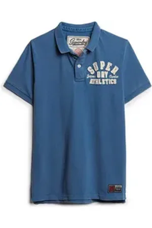 Superdry Poloshirt Herren Poloshirt Baumwolle Vintage Athletic Polo blau L