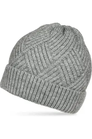 CASPAR Beanie MU222 Warme Unisex Strickmütze mit Rauten Muster extra warm mit Teddy Fleece Futter grau