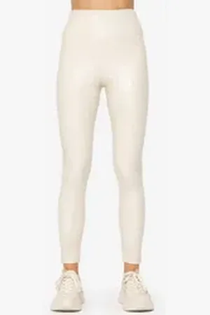 SASSYCLASSY Lederhose Highwaist Thermoleggings Damen in Lederoptik Skinny Leggings mit Thermo-Futter aus Kunstleder Schwarz Braun Beige beige|braun XL