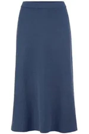 hessnatur Strickrock Midi Regular aus reiner Bio-Baumwolle (1-tlg) blau S