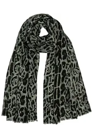 CASPAR Modeschal SC511 Damen Schal mit stylischem Leo Print und goldenen Akzenten grau