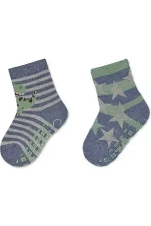 Sterntaler ® ABS-Socken ABS Socken 2er-Pack T-Rex + Sterne (2-Paar, 2er-Pack) waschbar, Vollplüsch im Sohlenbereich blau|weiß 22