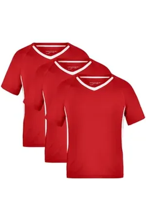 James & Nicholson Funktionsshirt 3er-Pack Funktionelles Teamshirt für Kinder Team-T Junior JN337K (Spar-Set, 3er-Pack) Atmungsaktiv, feuchtigkeitsregulierend und schnell trocknend rot XS: 98/104