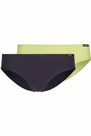 Skiny Slip Mädchen Slip 2er Pack Baumwolle (Packung, 2er Pack) blau|bunt|grün 140