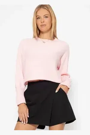 SASSYCLASSY Strickpullover Oversize Strickpullover Damen kurz mit Turtleneck Lässiger Crop-Pullover aus weichem Strick Elegant Grau Beige Schwarz rosa L