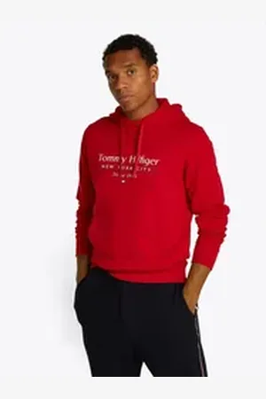 Tommy Hilfiger Hoodie HILFIGER CENTER STACK HOODY mit großem mehrfarbigen Print rot S