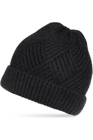 CASPAR Beanie MU222 Warme Unisex Strickmütze mit Rauten Muster extra warm mit Teddy Fleece Futter schwarz