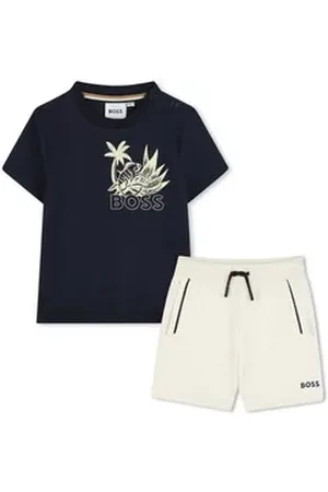 HUGO BOSS Jogginganzug Jogginganzug sommerliches 2er-Set in Navy / Beige 12 Monate ( 74-80)