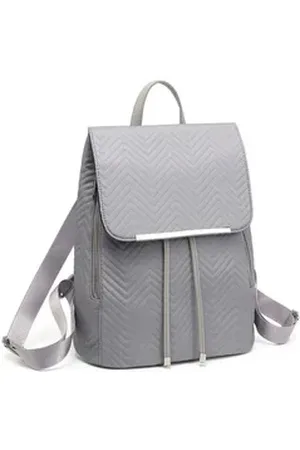 MISS LULÙ Cityrucksack Damen Rucksack aus Kunstleder – Elegant mit Rolltop. grau