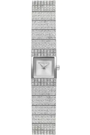 Michael Kors Quarzuhr DARRINGTON MK4886, Armbanduhr, Damenuhr, Edelstahlarmband, analog, Glassteine silberfarben
