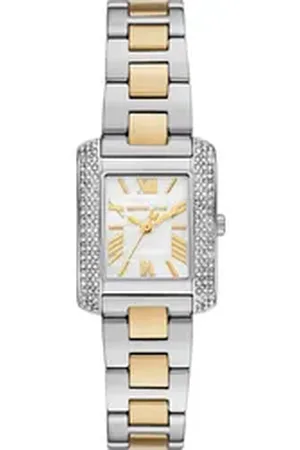 Michael Kors Quarzuhr PETITE EMERY MK4882, Armbanduhr, Damenuhr, Edelstahlarmband, Perlmutt, Glassteine goldfarben